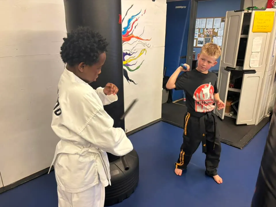 Young students practicing together in class